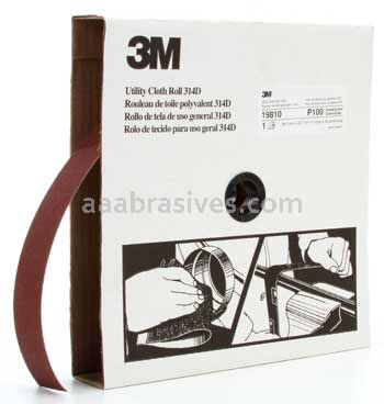 3M&trade; 7000118530 1-1/2 x 50 yds P100 Grit J-weight 314D Utility Cloth Roll