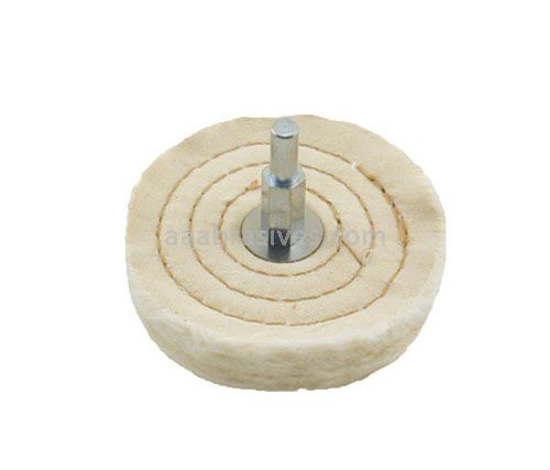 Mounted Buffing Wheel 4" x 1/4" shank 60 Ply Spiral Sewn 164-60M Cotton White