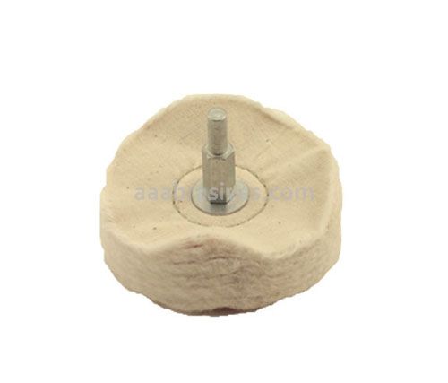 Mounted Buffing Wheel 3" x 1/4" shank 40 Ply Single Stitched 162-3 Cotton White