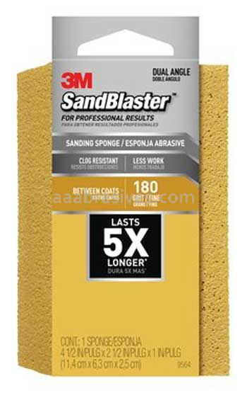 3M™ 7000047883 SandBlaster™ Edge Detailing Sanding Sponge 4-1/2x2-1/2x1 180 Grit