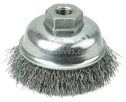 Weiler 13177 3-1/2" Crimped Wire Cup Brush .014" Steel Fill M14 x 2.0 Nut