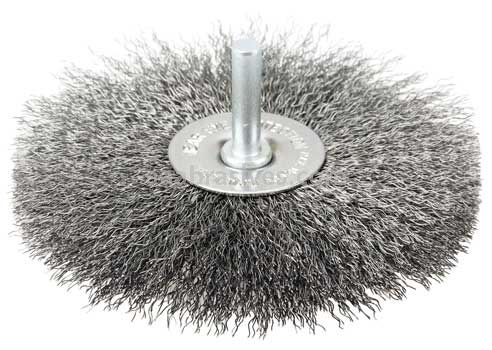 Weiler 17968 4" Stem-Mounted Crimped Wire Radial Wheel .008" Steel Fill 1/4" Stem