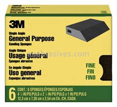 3M™ 7100101532 General Purpose Sanding Sponge Single Angle 2-7/8x4-7/8x1 Fine