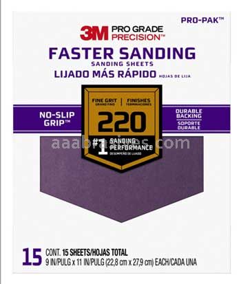 3M™ 7100227527 9 x 11 220 Grit Fine Pro Grade Precision™ Faster Sanding Sheets