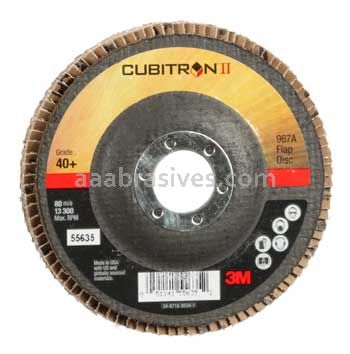3M™ 7100085781 4-1/2 x 7/8 40+ Grit 967A T27 Giant Cubitron™ II Flap Disc