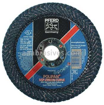 Pferd 67200 6x7/8 40 Grit Zirc Polifan Curve Medium Flap Disc