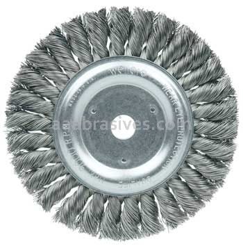 Weiler 08975 6" Standard Twist Knot Wire Wheel .016" Steel Fill 5/8"-1/2" Arbor Hole