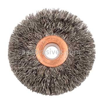 Weiler 15523 2-1/2" Small Diameter Crimped Wire Wheel .014" Steel Fill 1/2"-3/8" Arbor Hole