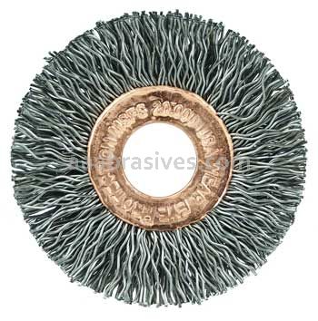 Weiler 15753 1-1/2" Small Diameter Crimped Wire Wheel .008" Steel Fill 1/2" Arbor Hole