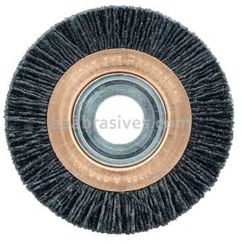 Weiler 31240 Burr-Rx 3" Heavy-Duty Narrow Face Wheel .026/120 CG Crimped Fill 5/8"-1/2" Arbor Hole