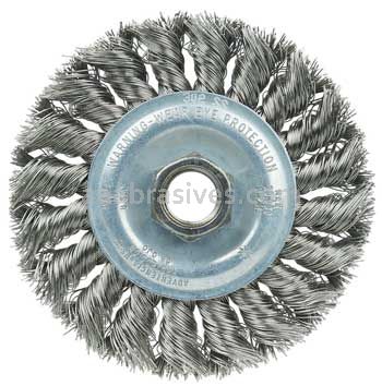 Weiler 36213 Wolverine 4" Knot Wire Wheel Standard Twist .014" Stainless Steel 5/8"-11 UNC Nut