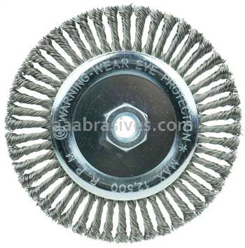 Weiler 36225 Wolverine 6" Knot Wire Wheel Stringer Bead Twist .020" Steel Fill 5/8"-11 UNC Nut