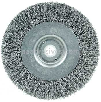 Weiler 36262 Wolverine 4" Crimped Wire Wheel .014" Steel Fill Narrow Face 1/2"-3/8" Arbor Hole