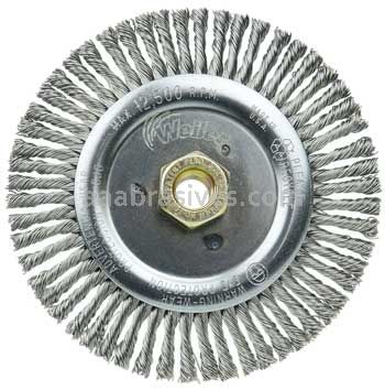 Weiler 79815 DUALLY 6" Root Pass Weld Cleaning Brush .020" Stainless Steel Wire Fill 5/8"-11UNC Double-Hex Nut