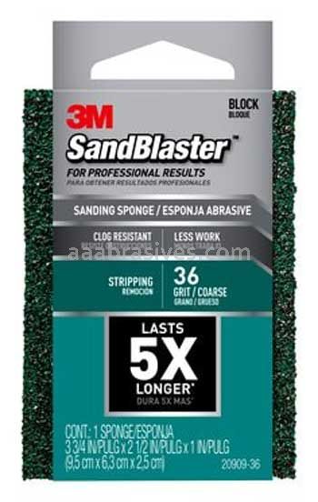 3M™ 7100015173 SandBlaster™ Advanced Sanding Sanding Sponge 3-3/4x2-1/2x1 36 Grit