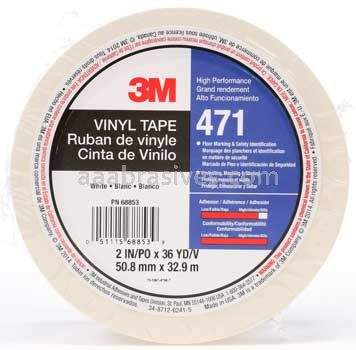 3M™ 7100044650 Vinyl Tape 471 White 2" x 36 yards