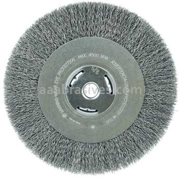 Weiler 36206 Wolverine 8" Crimped Wire Wheel .014" Steel Fill Wide Face 5/8" Arbor Hole