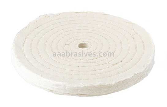 Unmounted Buffing Wheel 8" Dia.  5/8" Arbor Hole 80 Ply Spiral Sewn 158-H80 Cotton White