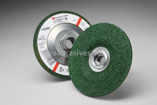 3M&trade; 7010308189 Green Corps&trade; 4-1/2 x 1/4 x 5/8-11 T27 Depressed Center Wheel