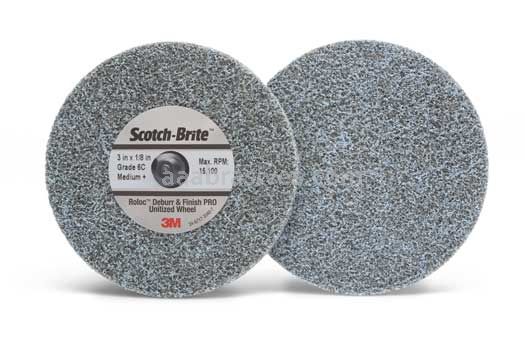 3M™ Scotch-Brite™ Roloc™ 7010329346 3 x 1/8 x NH 6C MED+ Deburr and Finish PRO Unitized Wheel