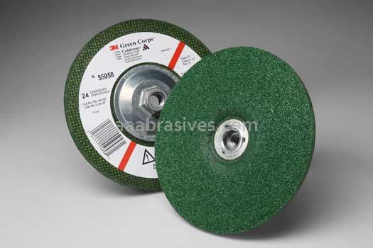 3M&trade; 7100034253 Green Corps&trade; T27 7 x 1/4 x 5/8-11 Depressed Center Wheel