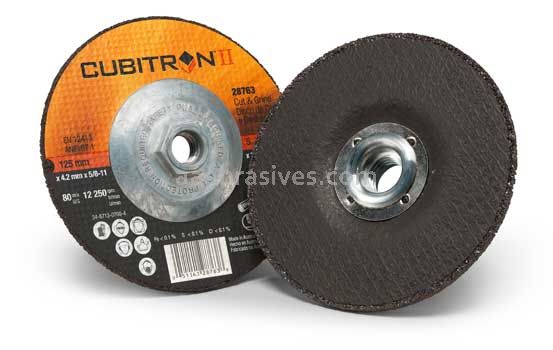 3M™ 7100018883 Cubitron™ II 5 x 1/8 x 5/8-11 28763 T27 Cut and Grind Wheel