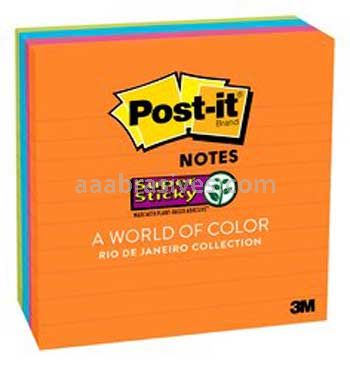Post-it&trade; Super Sticky Notes 675-4SSUC 4 in x 4 in Rio de Janeiro Collection 3M 7010372293