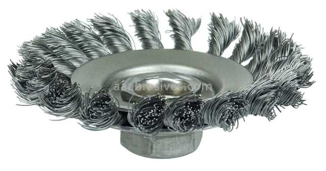 Weiler 13426 Knot Wire Bevel Brush 4" .020" Steel Fill 5/8"-11 UNC Nut