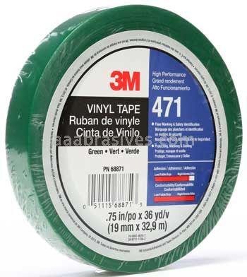 3M&trade; 7100044648 Vinyl Tape 471 Green 1" x 36 yards