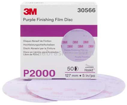 3M™ 7100122773 5” P2000 Grit 260L Hookit™ Purple Finishing Film Abrasive Disc