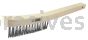 Weiler 44594 V-Groove Hand Wire Scratch Brush .012 Carbon Steel Fill Curved Handle 3 x 19 Rows