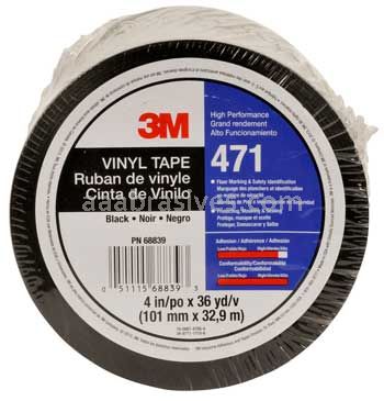 3M™ 7010335136 Vinyl Tape 471 Black 4" x 36 yards