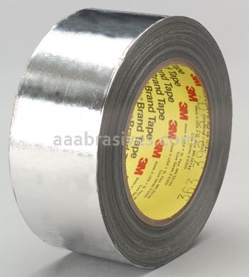 3M&trade; 7000001165 High Temperature Aluminum Foil Glass Cloth Tape 363 Silver 1 in x 36 yd 7.3 mil