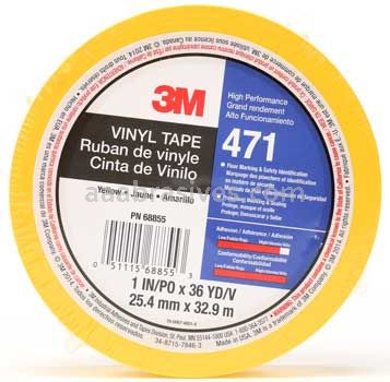 3M&trade; 7100044642 Vinyl Tape 471 Yellow 1" x 36 yards