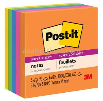 Post-it™ Super Sticky Notes 654-5SSUC 3 in x 3 in Rio de Janeiro Collection 3M 7100050370