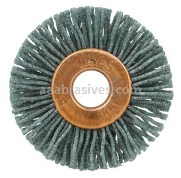 Weiler 17532 1-1/8" Small Diameter Nylox Wheel Brush .022/120 SC Crimped Fill 1/4" Arbor Hole