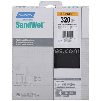 Norton 9 x 11 320 Grit B-weight Norton SandWet T280 JobPack Sanding Sheets