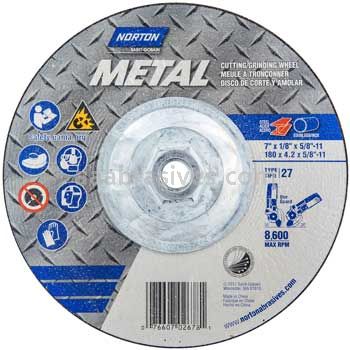 Norton 7 x 1/8 x 5/8-11 Metal Type 27 Depressed Center Wheels