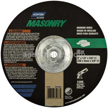 Norton 9 x 1/4 x 5/8-11/Masonry//Type 27 Depressed Center Wheels