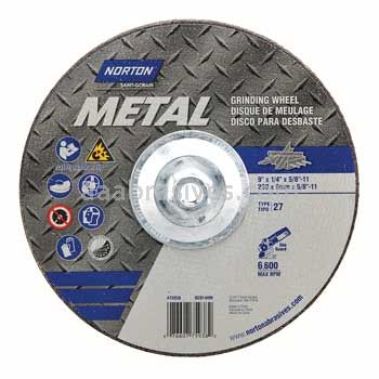 Norton 9 x 1/4 x 5/8-11 Metal Type 27 Depressed Center Wheels