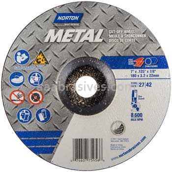 Norton 7 x 1/8 x 7/8 Metal Type 27 Depressed Center Wheels