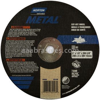 Norton 8 x 1/8 x DM-5/8 Metal Reinforced Type 01 Straight Wheels