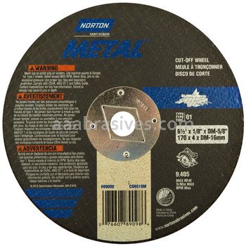 Norton 6-1/2 x 1/8 x DM-5/8 Metal Reinforced Type 01 Straight Wheels