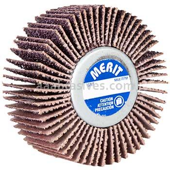 Merit Abrasives 08834134024 2-1/2 x 1 x 1/4-20 Small Diameter Flap Wheels With 1/4"-20 Threaded Mandrel 120 Grit Merit High Performance Ceramic/AO
