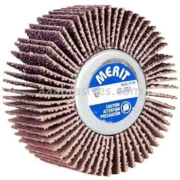 Merit Abrasives 08834134061 2-1/2 x 1 x 1/4-20 Small Diameter Flap Wheels With 1/4"-20 Threaded Mandrel 40 Grit Merit High Performance Ceramic/AO