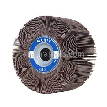 3 x 2 x 3/8  120 Merit High Performance Mini Grind-O-Flex Small Diameter Flap Wheels With 1/4" Steel Shank