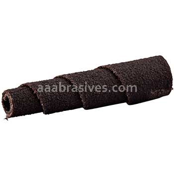 3/8 x 1-1/2 x 1/8 180 Grit Merit A/O Full-Tapered Spiral Rolls