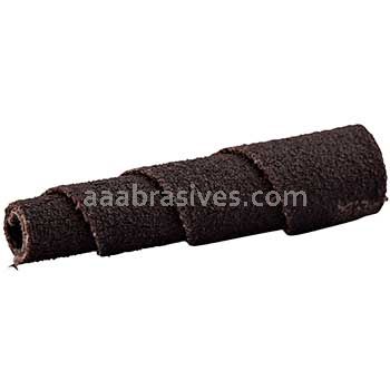 3/8 x 1-1/2 x 1/8 120 Grit Merit A/O Full-Tapered Spiral Rolls