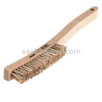Osborn Long Curved Handle Platers Brush 4 X 18 Rows Brown Palmyra/White Tampico #54043