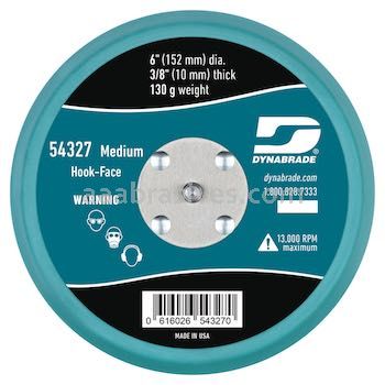 Dynabrade 54327 6" Non-Vacuum Disc Pad Hook-Face Short Nap